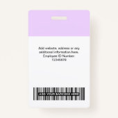 Aangepaste werknemersfoto, streepjescode, naamplaa badge (Achterkant)