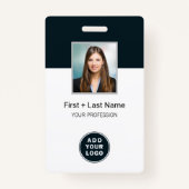 Aangepaste werknemersfotostreepjescode en Logo-naa Badge (Voorkant)