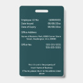 Aangepaste werknemersidentiteitskaart | Foto logo Badge (Achterkant)