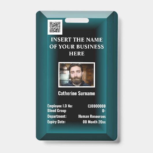 Aangepaste werknemersidentiteitskaart | Foto logo Badge (Voorkant)