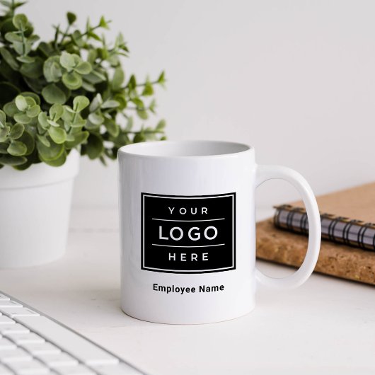 Aangepaste werknemersnaam en Business Logo Branded Koffiemok