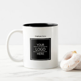 Aangepaste werknemersnaam en Business Logo Branded Tweekleurige Koffiemok