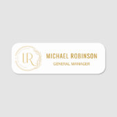 Aangepaste werknemersnaam Gold Script Logo Magneti Naamplaatje (Voorkant)