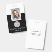 Aangepaste werknemersnaam Logo Foto Corporate Work Badge (Voor- en achterkant)