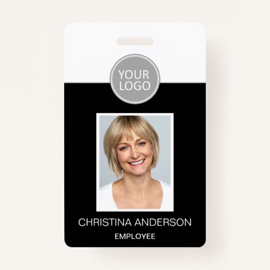 Aangepaste werknemersnaam Logo Foto Corporate Work Badge (Voorkant)