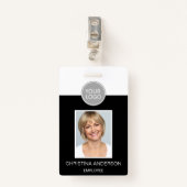 Aangepaste werknemersnaam Logo Foto Corporate Work Badge (Voorkant met clip)