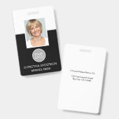 Aangepaste werknemersnaam Logo Foto Corporate Work Badge (Voor- en achterkant)