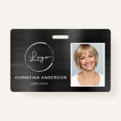Aangepaste werknemersnaam Logo Foto Corporate Work Badge (Voorkant)