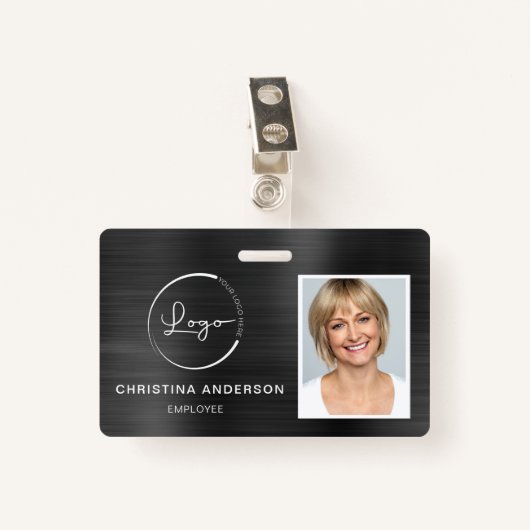 Aangepaste werknemersnaam Logo Foto Corporate Work Badge (Voorkant met clip)