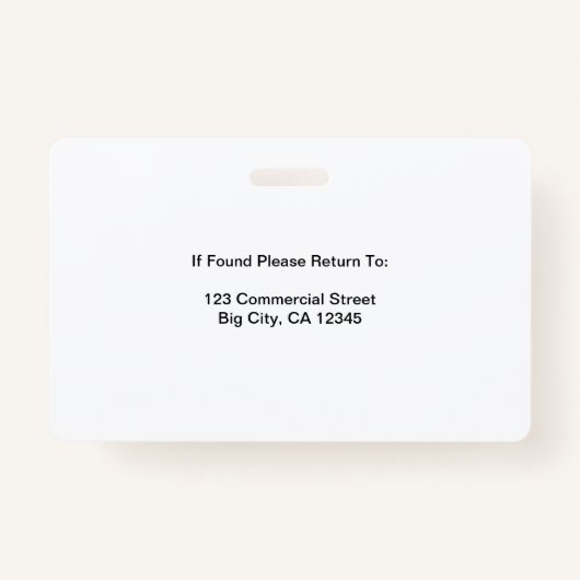 Aangepaste werknemersnaam Logo Foto Corporate Work Badge (Achterkant)