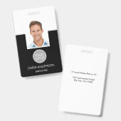 Aangepaste werknemersnaam Logo Foto Corporate Work Badge (Voor- en achterkant)