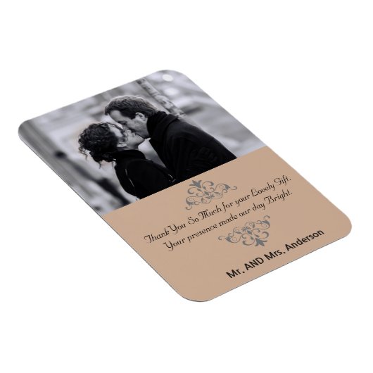Aangepaste wervelingen bruiloft gunst dank u foto  magneet (Rechterzijde)