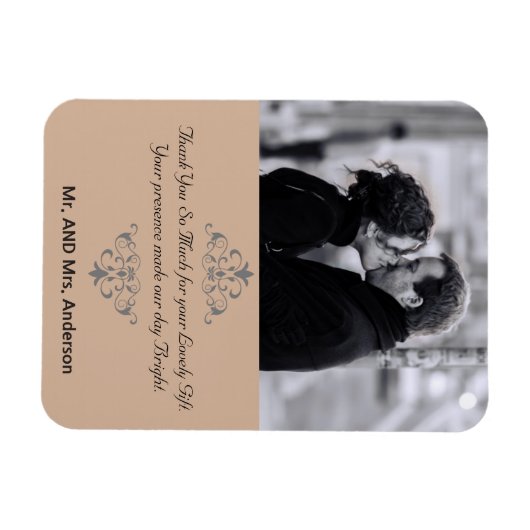 Aangepaste wervelingen bruiloft gunst dank u foto magneet (Horizontaal)