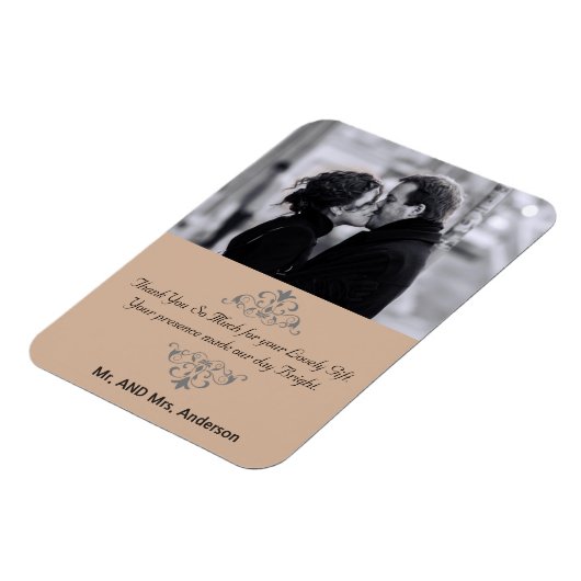 Aangepaste wervelingen bruiloft gunst dank u foto magneet (Linkerzijde)