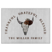 Aangepaste Westerne Bloemenstier Schedel Snijplank (Voorkant)