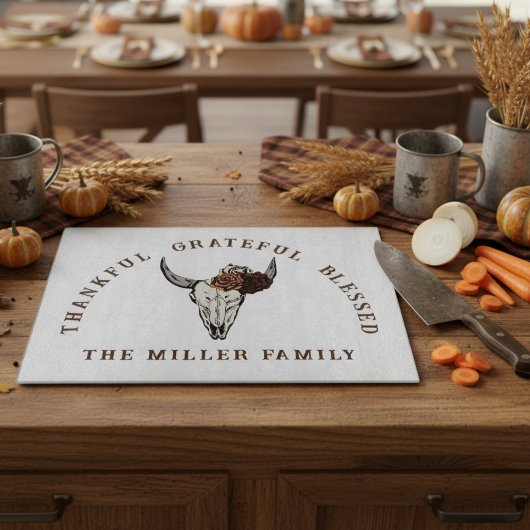 Aangepaste Westerne Bloemenstier Schedel Snijplank