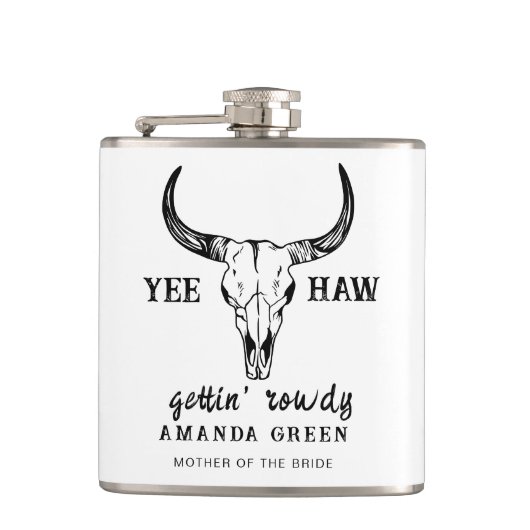 Aangepaste Westerne bruiloft Bachelorette Party Gr Heupfles (Voorkant)