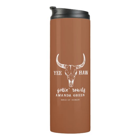 Aangepaste Westerne bruiloft Bachelorette Party Gr Thermosbeker (Geroteerd rechts)