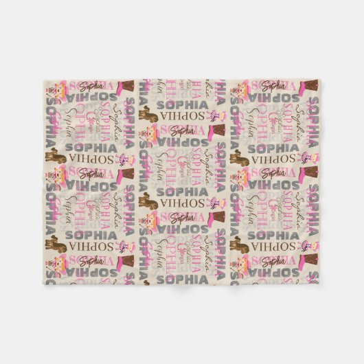 Aangepaste Westerne Cowgirl Horse Lover Collage Na Fleece Deken (Voorkant (Horizontaal))