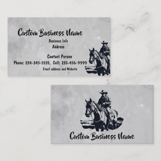 Aangepaste Westerne Paard Man rijden Visitekaartje (Voorkant / Achterkant)