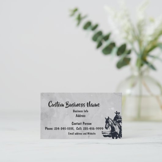 Aangepaste Westerne Paard Man rijden Visitekaartje (Staand voorkant)