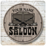 Aangepaste Westerne riftbout Pistolen Oude balie Grote Klok<br><div class="desc">De gepersonaliseerde Pistolen van de Westerne van de Rifle van de NAAM de Oude Bar van de Salon van het Westen - pas met jouw naam en de Tekst van de Douane aan!</div>