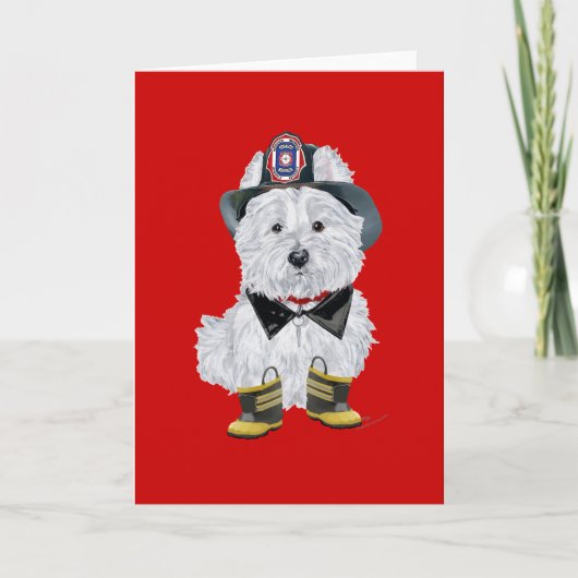 Aangepaste Westie-brandweerman-ansichtkaart Kaart (Voorkant)