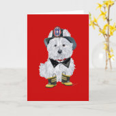 Aangepaste Westie-brandweerman-ansichtkaart Kaart (Gele Bloem)