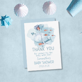 Aangepaste Whale Boy Baby shower Gast Bedankt