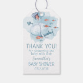 Aangepaste Whale Boy Baby shower Gasten Dank u Cadeaulabel (Voorkant)