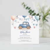 Aangepaste  Wheels Baby shower uitnodiging (Staand voorkant)