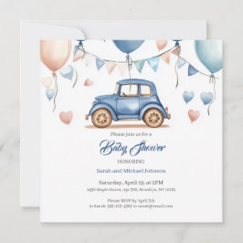 Aangepaste  Wheels Baby shower uitnodiging