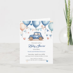 Aangepaste  Wheels Baby shower uitnodiging