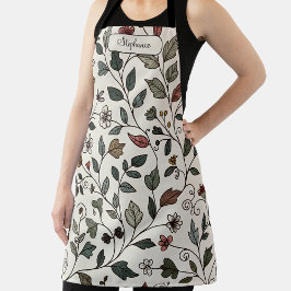 Aangepaste Whimsical Bloem & Wingerd  Schort