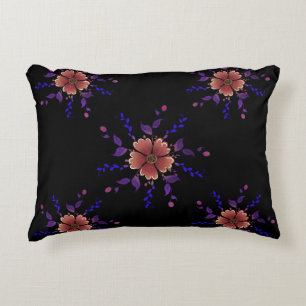 Aangepaste Whimsical Koper en Paarse Folk Art Bloe Accent Kussen