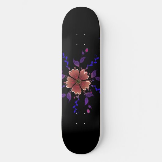 Aangepaste Whimsical Koper en Paarse Folk Art Bloe Persoonlijk Skateboard (Voorkant)