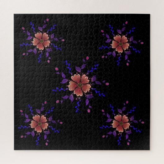 Aangepaste Whimsical Koperen en Paarse Folk Art Bl Legpuzzel (Verticaal)