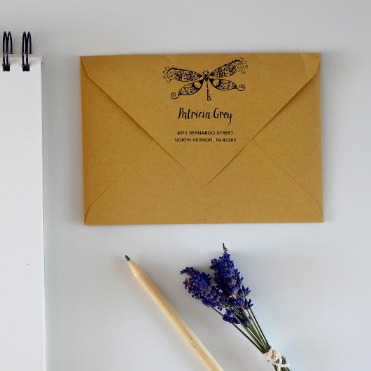 Aangepaste Whimsical Libelle Retouradres Rubberstempel