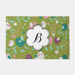 Aangepaste Whimsy Tweety Vogels op Vines Garden Deurmat