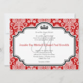 Aangepaste White Damask Red Black Wedding-uitnodig Kaart (Voorkant)