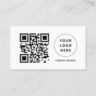 Aangepaste White Modern Business Logo en QR-code Visitekaartje