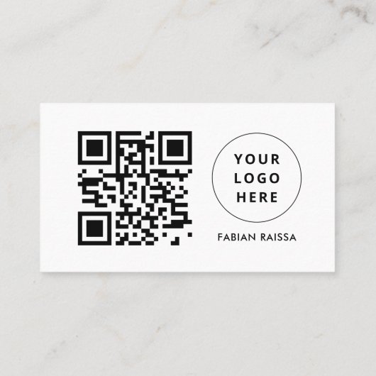 Aangepaste White Modern Business Logo en QR-code Visitekaartje (Achterkant)