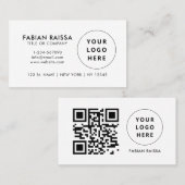 Aangepaste White Modern Business Logo en QR-code Visitekaartje (Voorkant / Achterkant)