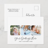 Aangepaste White Modern Greetings Kaarten 3 foto's (Voorkant / Achterkant)