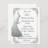Aangepaste White Peacock Bachelorette Party Invita Kaart (Voorkant / Achterkant)