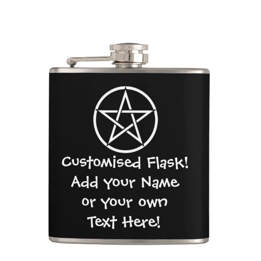 Aangepaste Wiccan/Pagan Pentacle Hip Flask Heupfles (Voorkant)