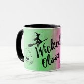 Aangepaste Wicked Mok – Roze & Groene Waterverf (Voorkant links)