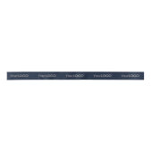 Aangepaste Wide Business Logo Lange Tekst Navy Blu Satijnen Lint (Voorkant)