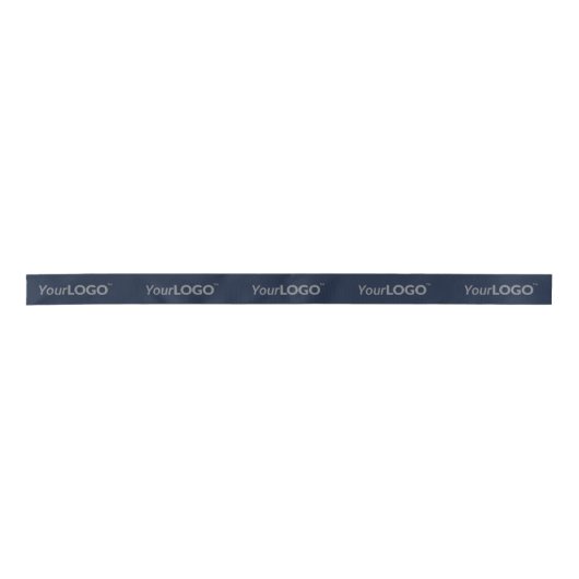 Aangepaste Wide Business Logo Lange Tekst Navy Blu Satijnen Lint (Voorkant)
