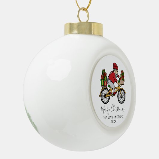 Aangepaste wiellijstkerstman keramische bal ornament (Links)